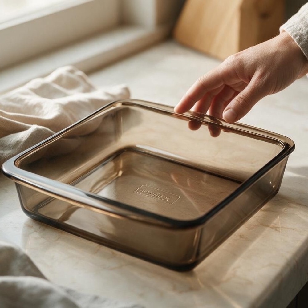 Vintage Pyrex Visions Amber Glass Square Baking Dish 222 2qt Corning USA Brown